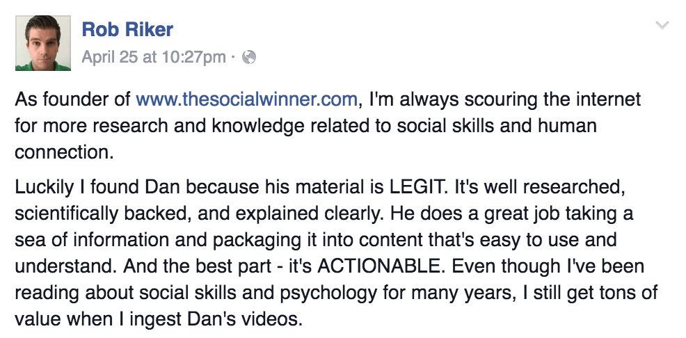 Rob Riker testimonial